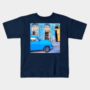 Blue Car, Havana, Cuba Kids T-Shirt